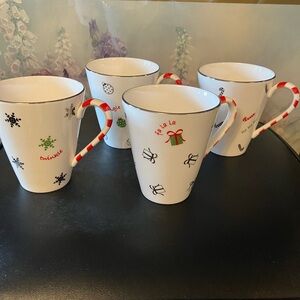 BUY NOW 🎄4 LENOX CHRISTMAS CUPS EACH DIFFERENT, CANDY CANE HANDLES.